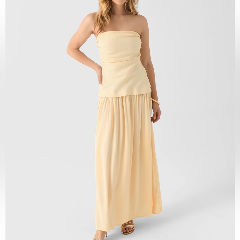 Faithfull the Brand Strapless Pale Yellow Maxi Dress